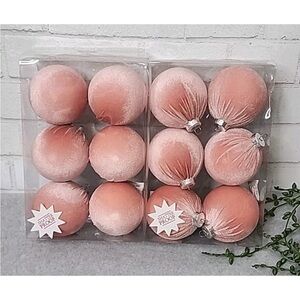 Set of 12 Velvet Pink Holiday Ornaments